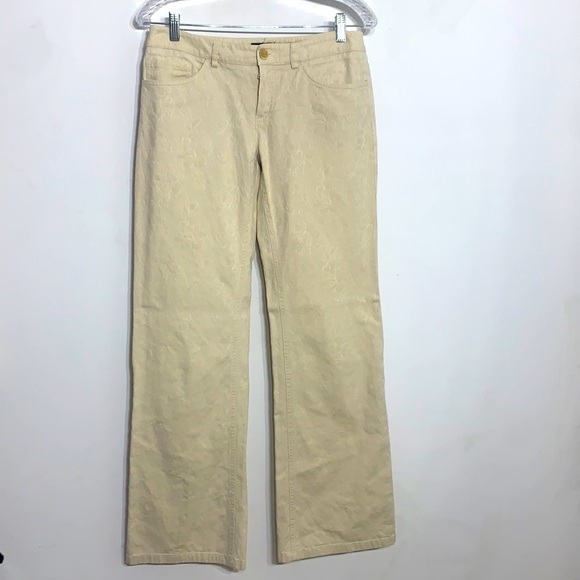 Womyn Bone brocade Straight Leg Chic Pants Women 6 tan - Picture 2 of 7